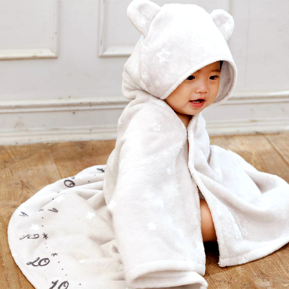 銀河星彩熊耳朵連帽浴巾