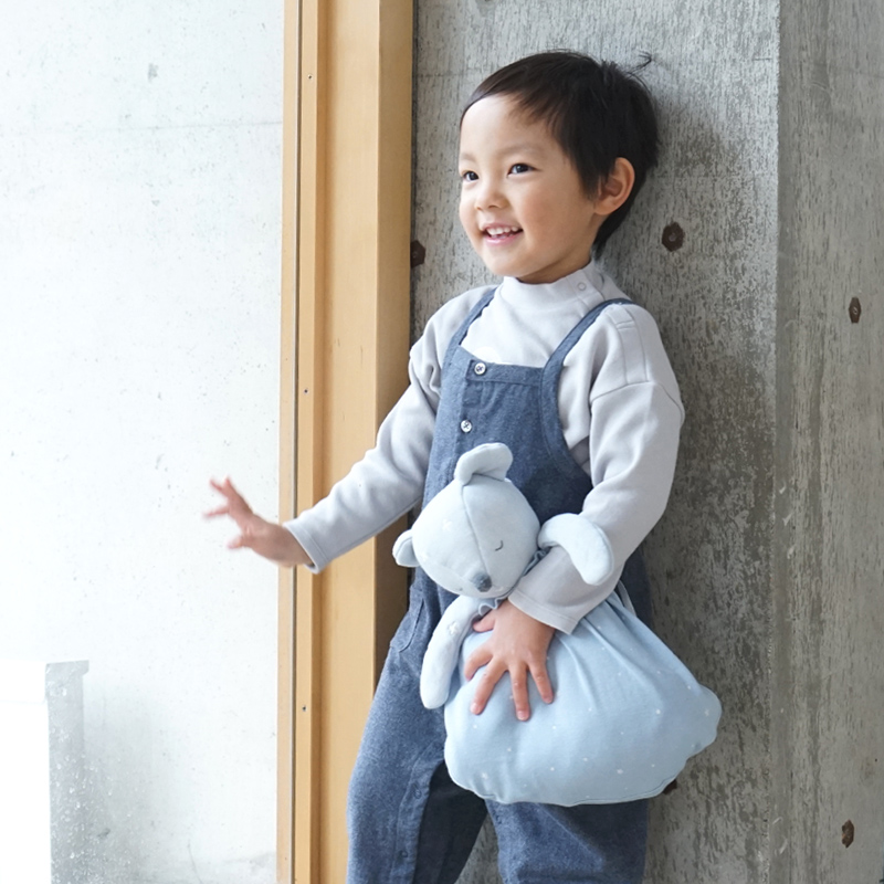 mini me可收納六層紗蓋被 寶貝熊 天空藍