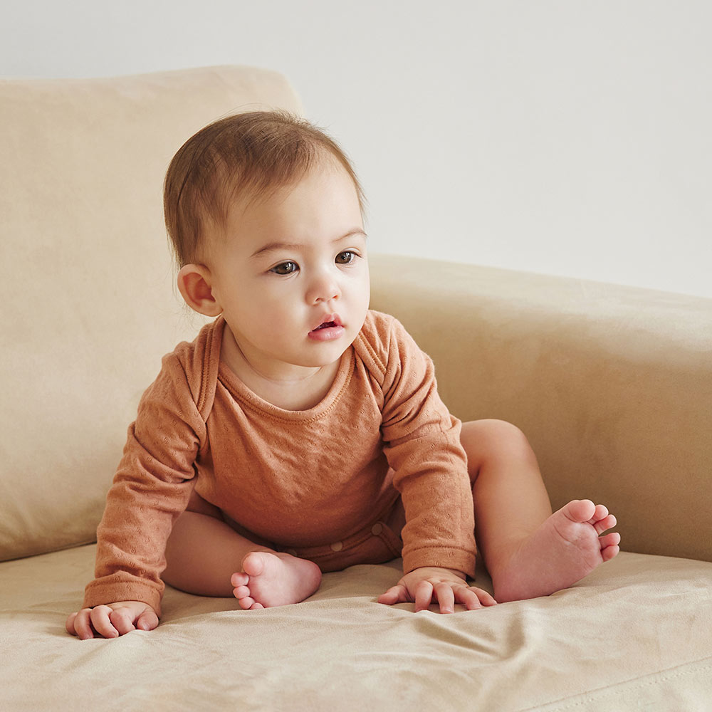 美好時光長袖包屁衣 橘