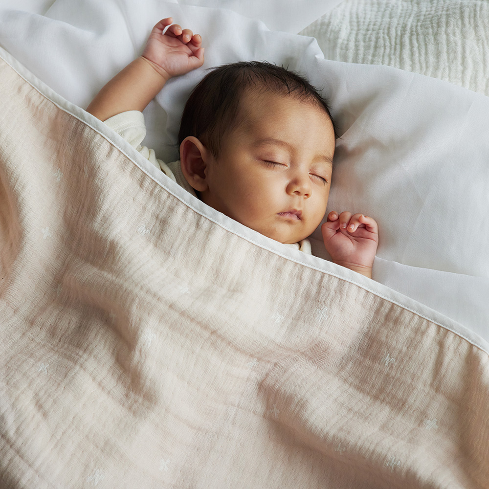 天絲 十字星彩三層紗布包巾 夢幻粉