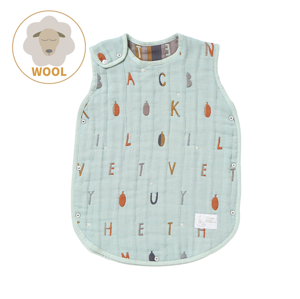 星辰字母羊毛六層紗防踢背心 嬰童 薄荷色