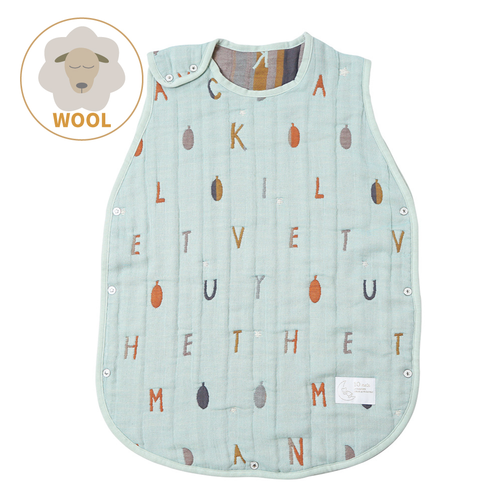 星辰字母羊毛六層紗防踢背心 幼童 薄荷色