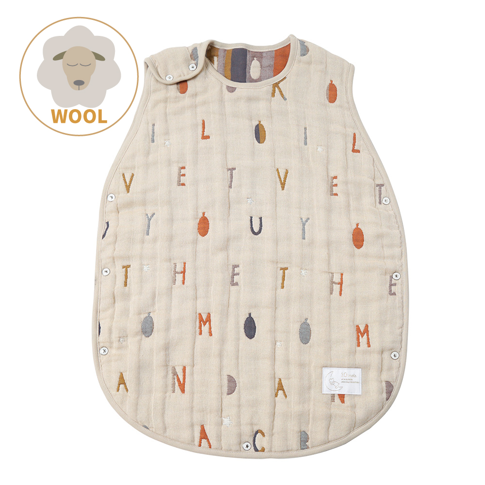 星辰字母羊毛六層紗防踢背心 幼童 米色