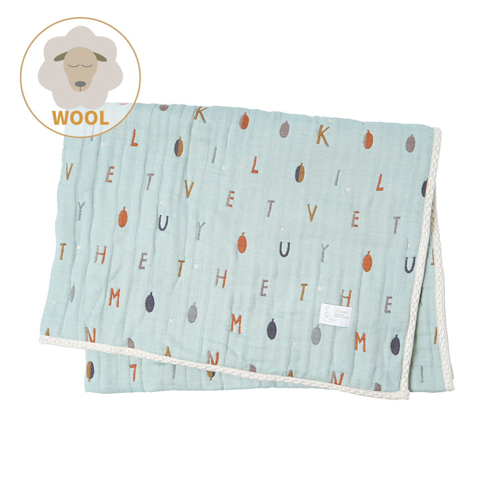 星辰字母羊毛六層紗被 XL 薄荷色