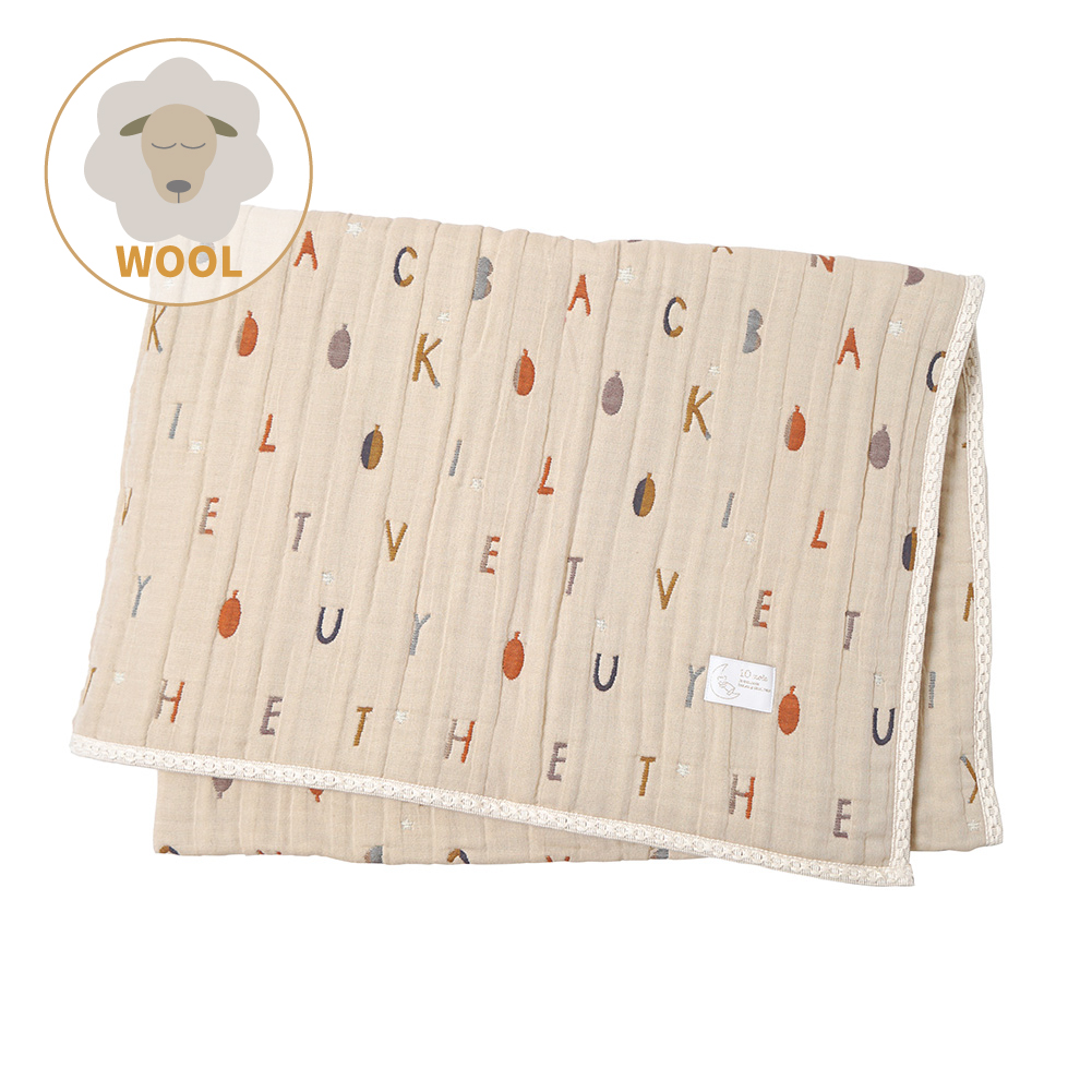 星辰字母羊毛六層紗被 XL 米色