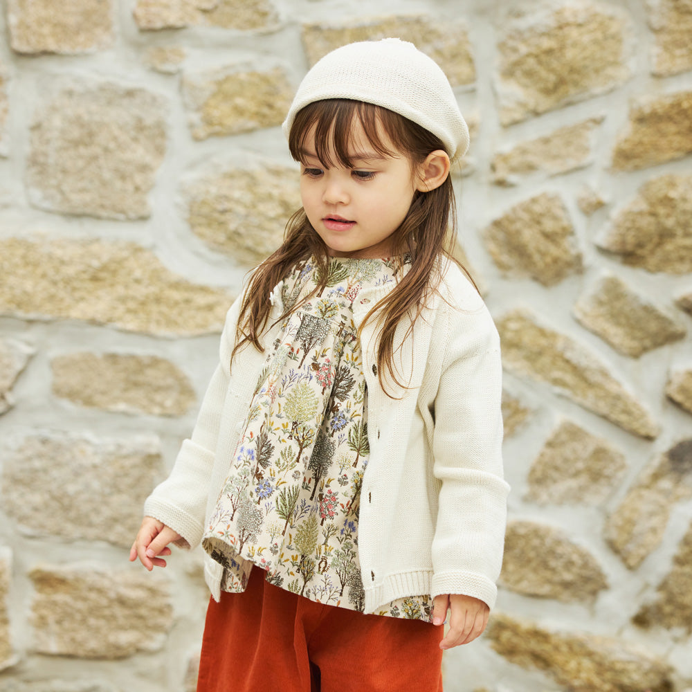 羽毛棉針織貝雷帽 米白色 48-54cm