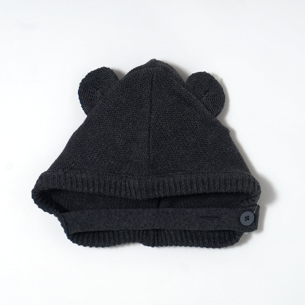 小熊耳朵針織帽 炭灰色