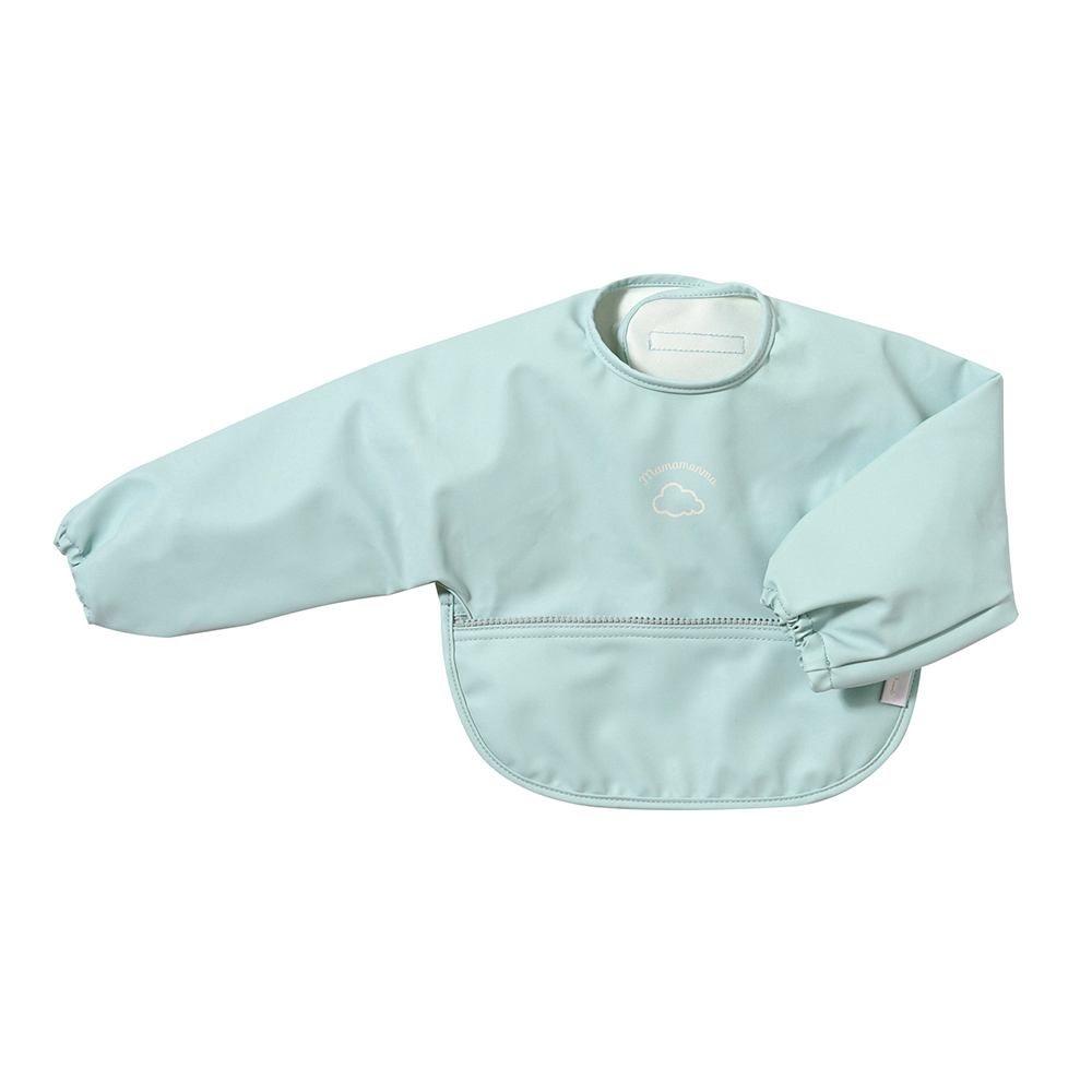 雲朵棉花糖可收納長袖餐圍兜 薄荷綠