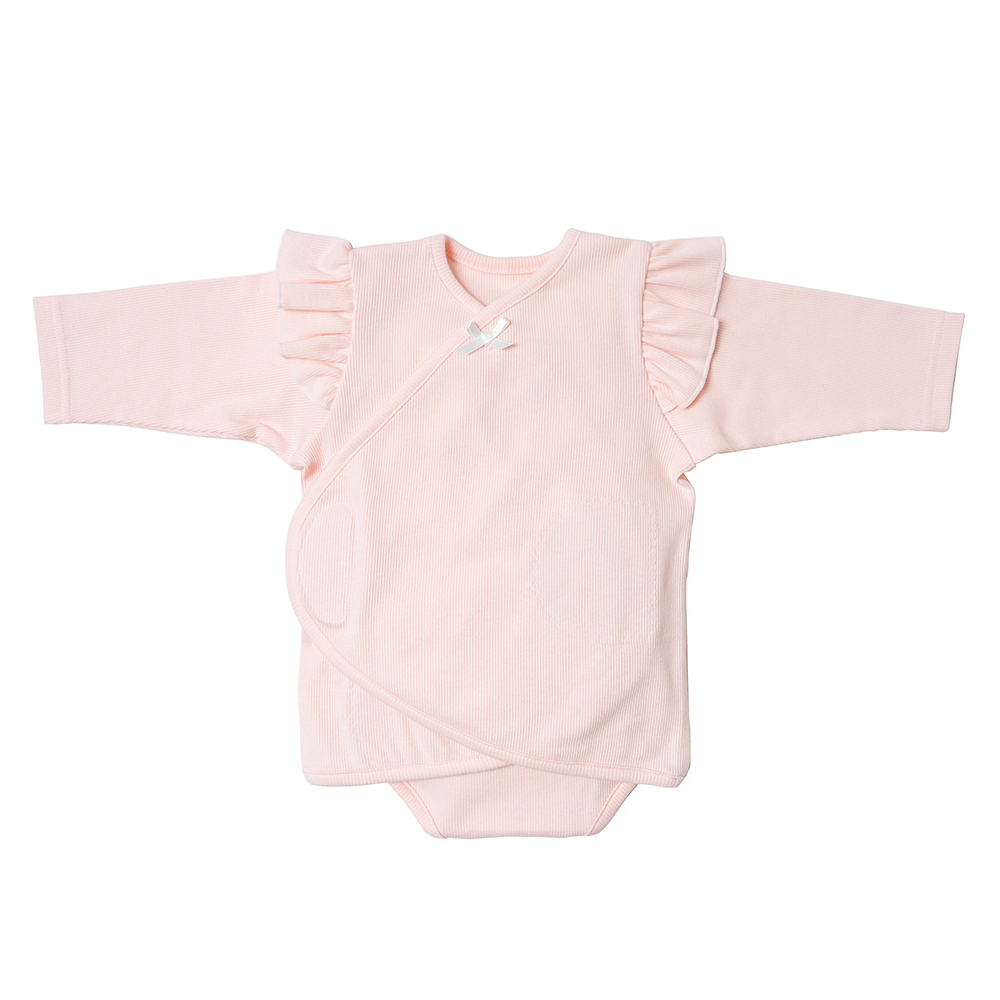 PATTO SATTO OMEKASHI 秒脫浪漫荷葉長袖包屁衣 粉紅色 50-60cm