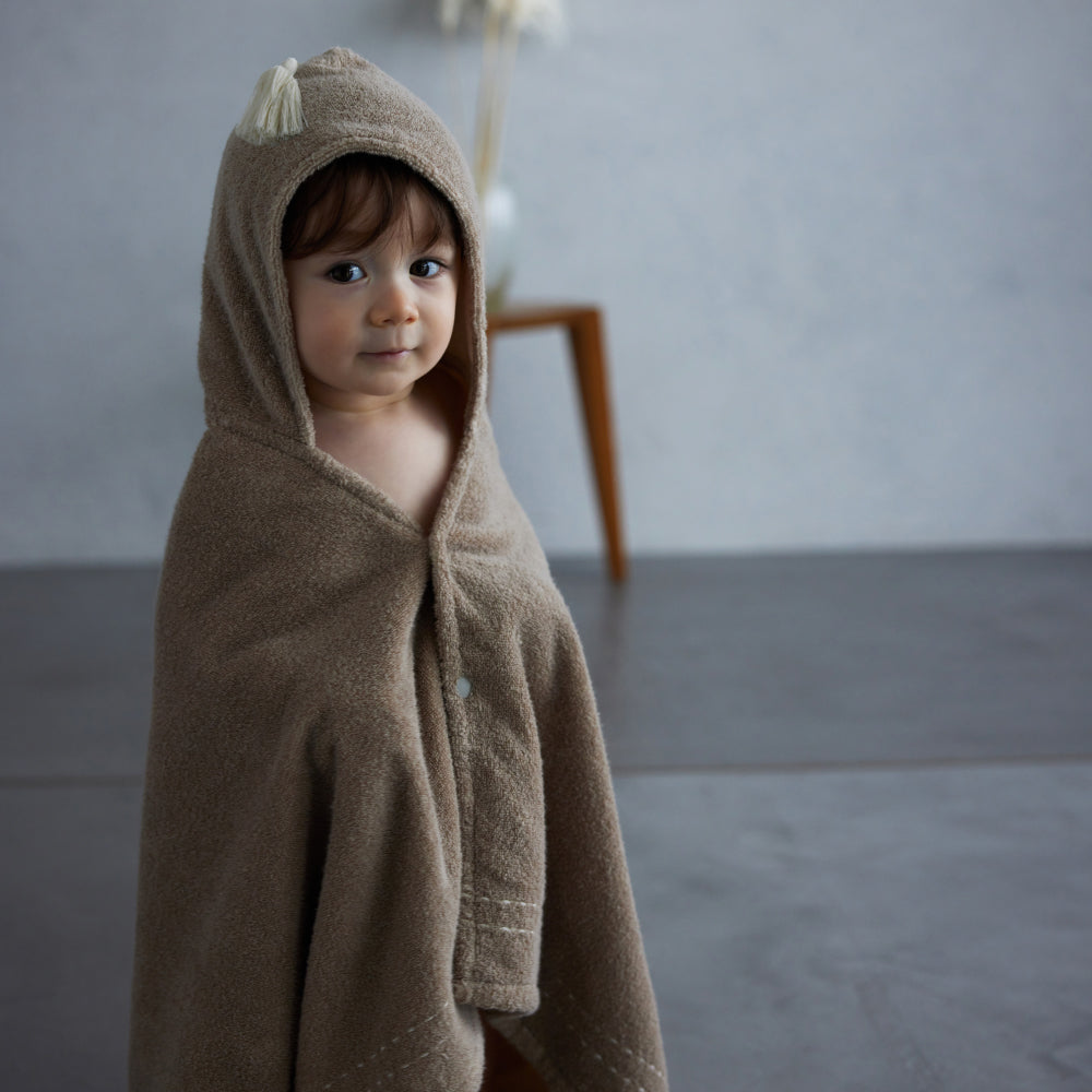 可可小流蘇連帽浴巾