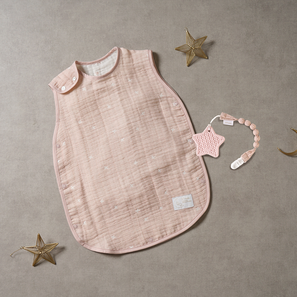 十字星彩天絲三層紗防踢背心固齒器禮盒組 粉