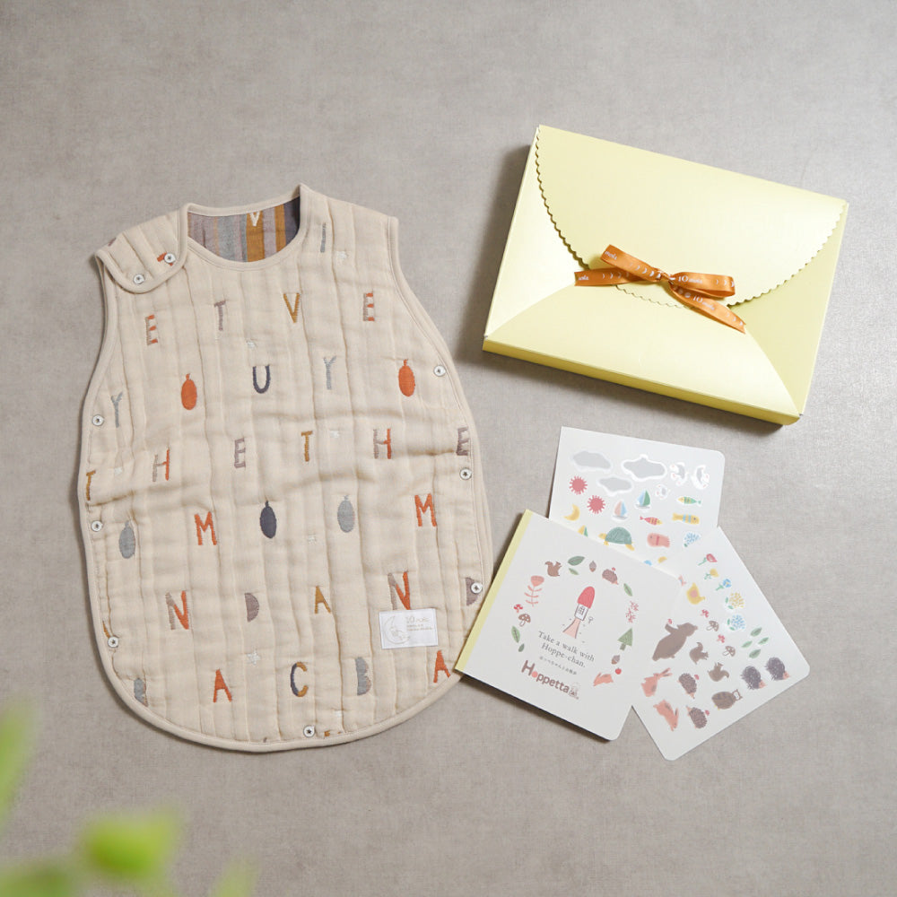 星辰字母羊毛六層紗防踢被禮盒組