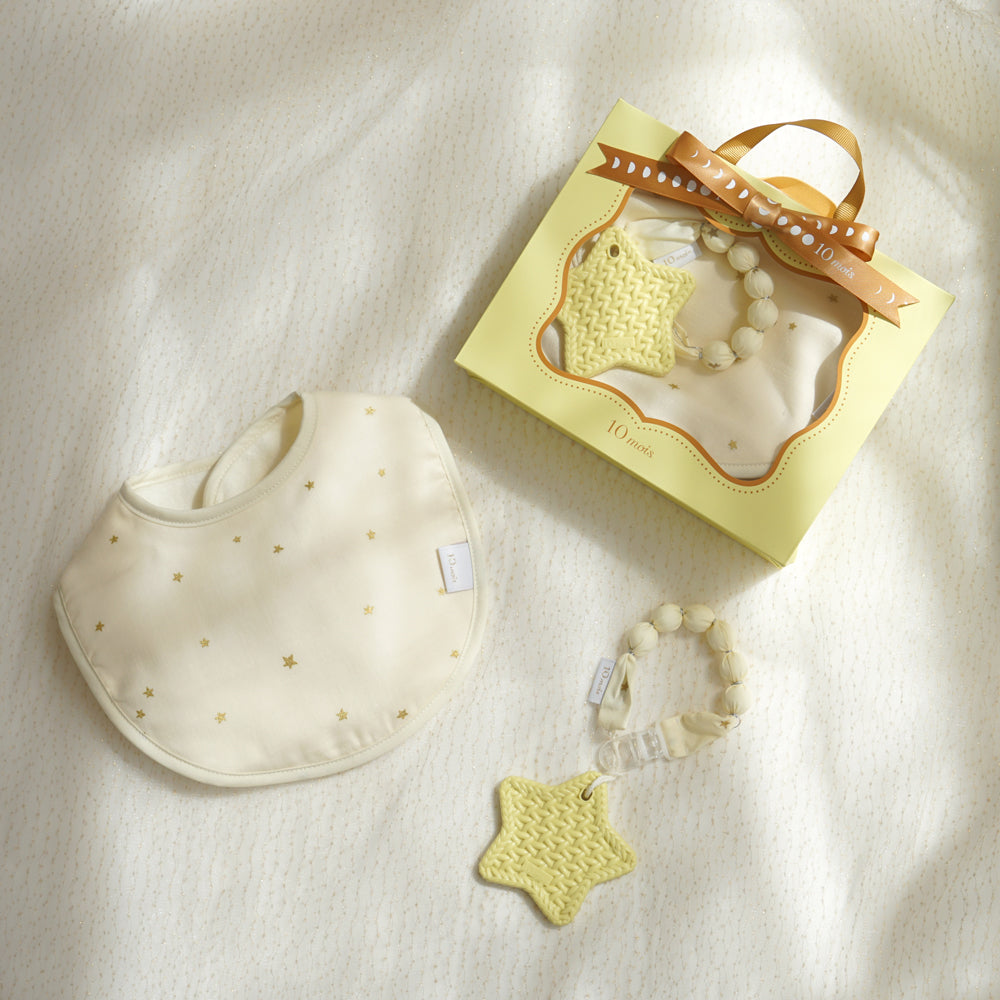 星彩圍兜固齒器小禮盒組 黃