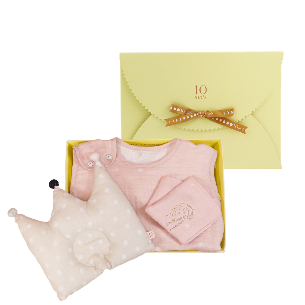 |蛇寶刺繡|蛇來幸福好眠禮盒組 嬰童粉