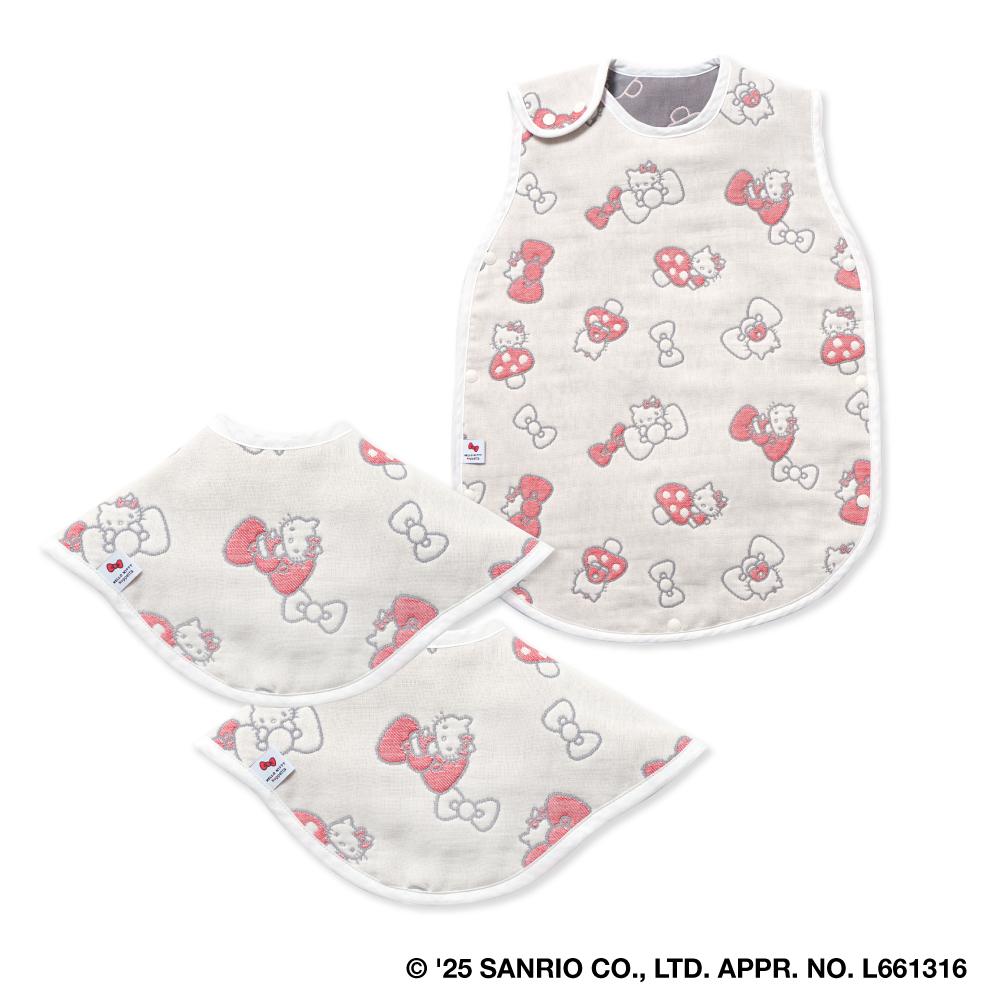 【三麗鷗聯名】HELLO KITTY 六層紗圍兜防踢被組
