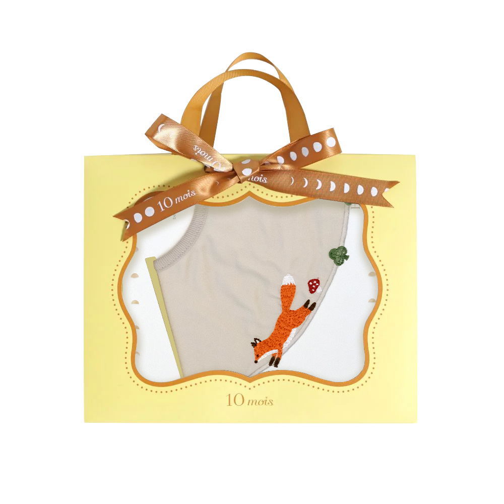 刺繡圍兜小禮盒組 元氣狐狸