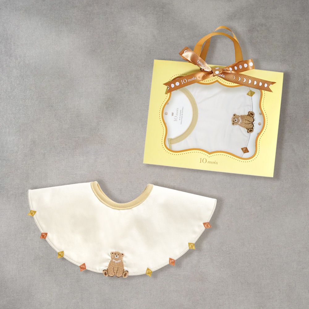 刺繡圍兜小禮盒組 鑽石小熊