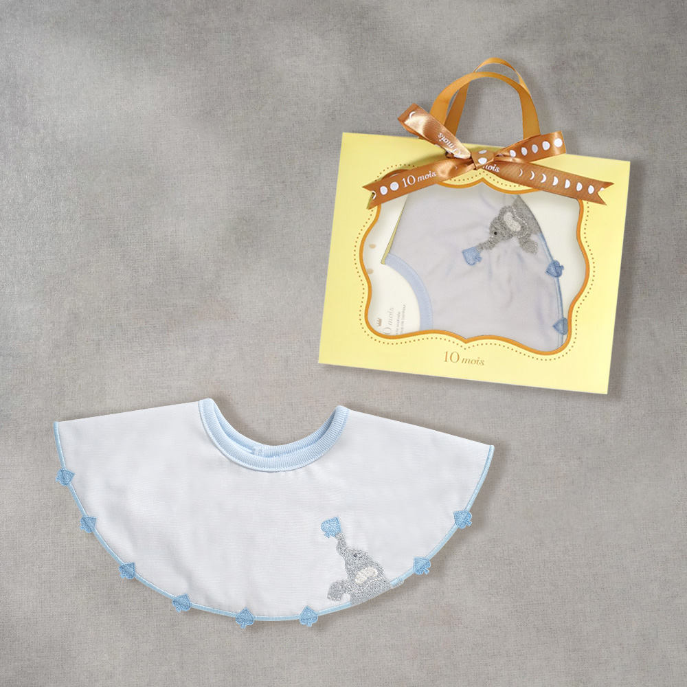 刺繡圍兜小禮盒組 黑桃小象