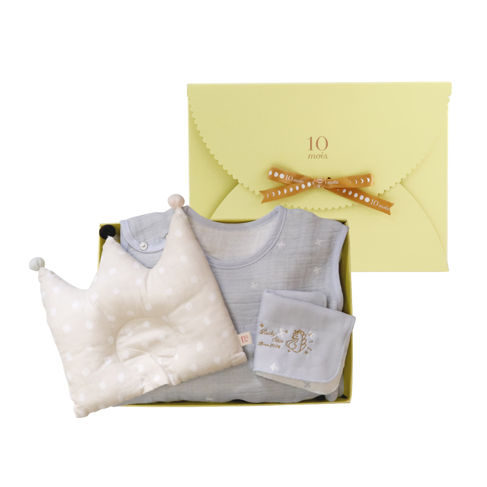 ｜馬寶刺繡｜馬到幸福好眠禮盒組 嬰童藍