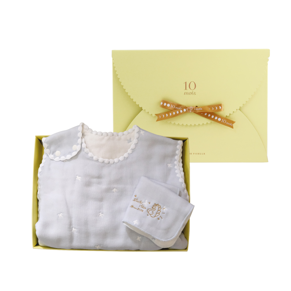 ｜馬寶刺繡｜十字星彩防踢背心馬年刺繡手帕禮盒 天空藍