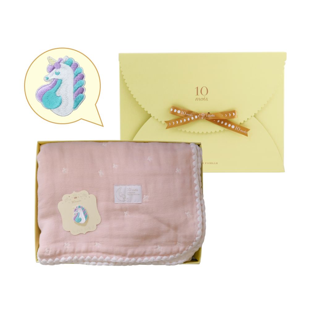 福氣馬寶十字星彩六層紗被燙布貼禮盒組 夢幻粉