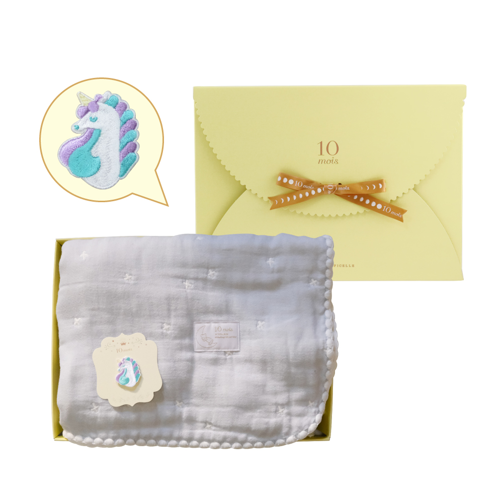 福氣馬寶十字星彩六層紗被燙布貼禮盒組 天空藍