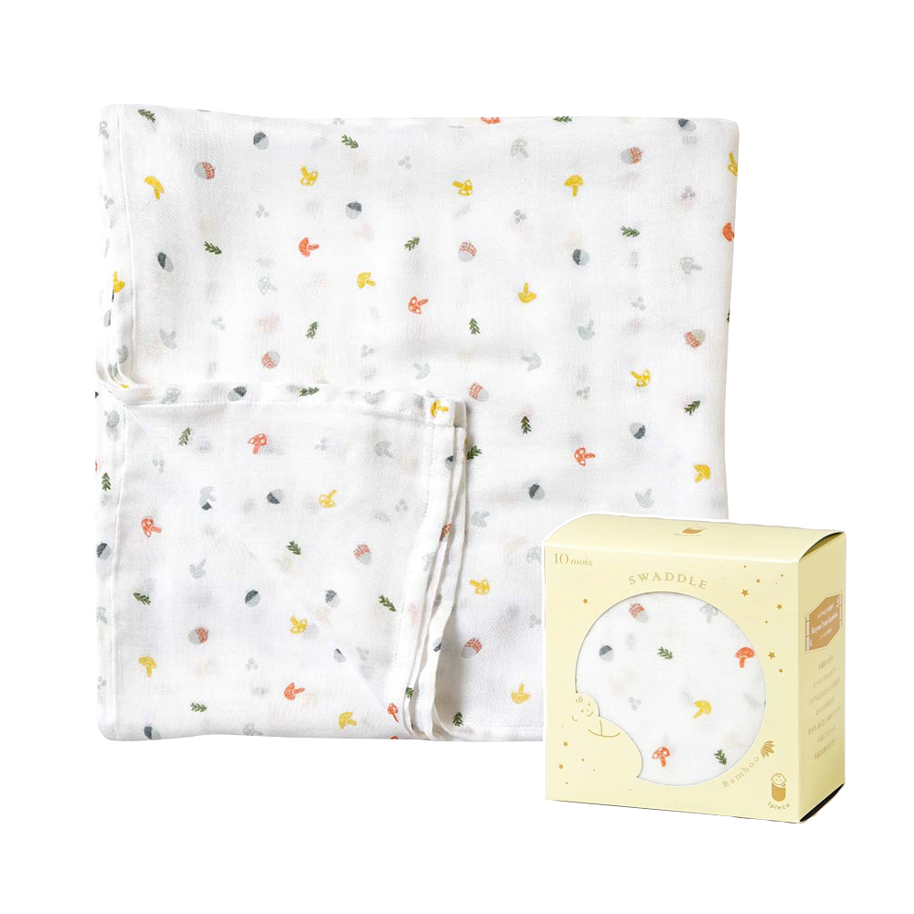 竹纖維紗布包巾 童趣蘑菇