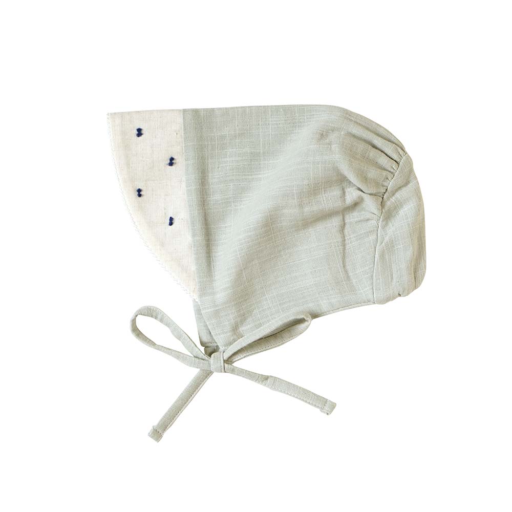 蕾絲邊蝴蝶結綁帶帽(薄荷綠).