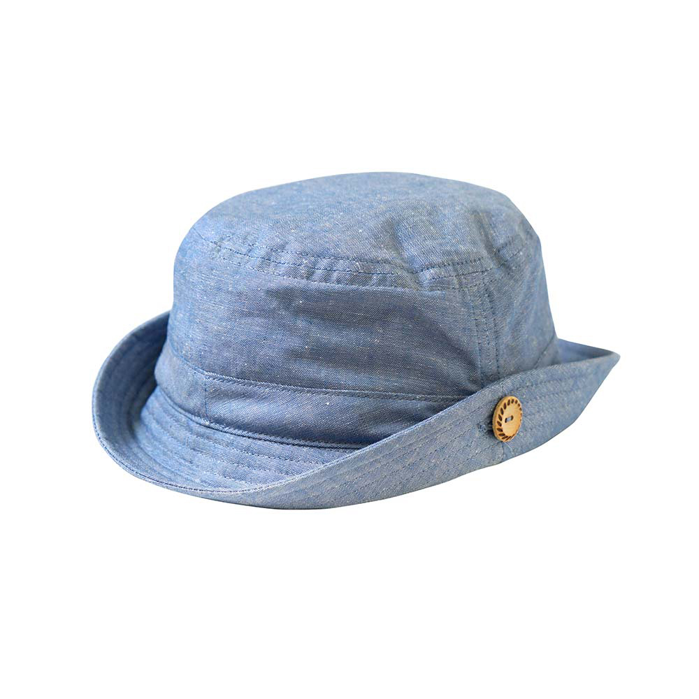 防曬反摺釦漁夫帽 藍.