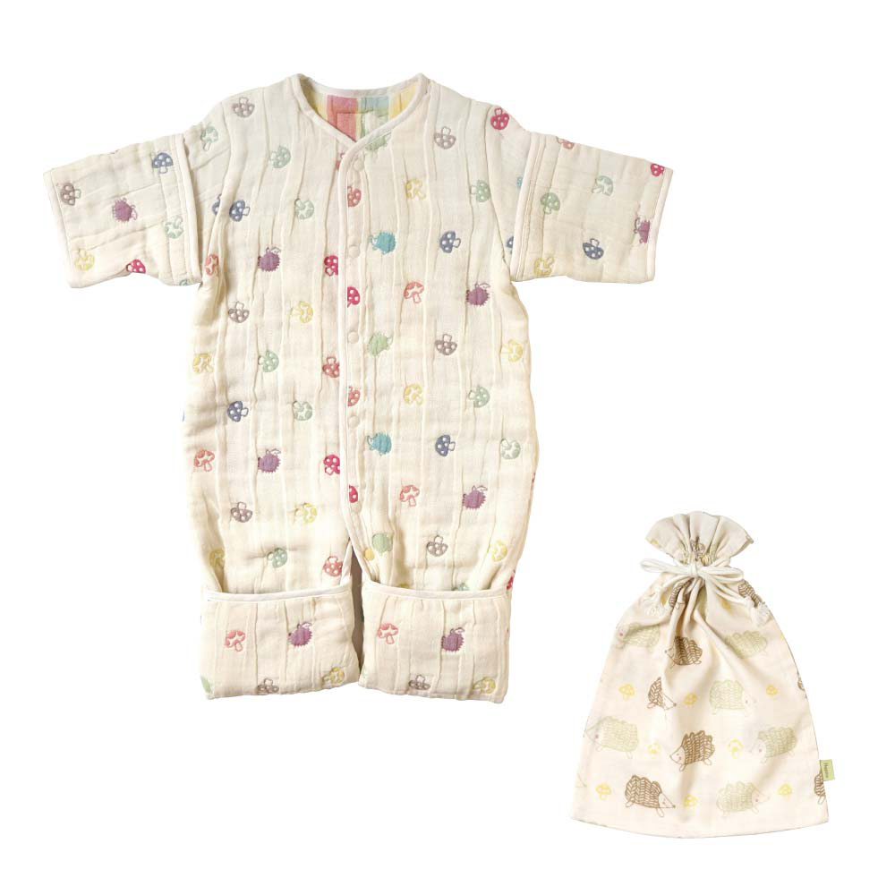 蘑菇羊毛六層紗可拆袖成長型睡袍