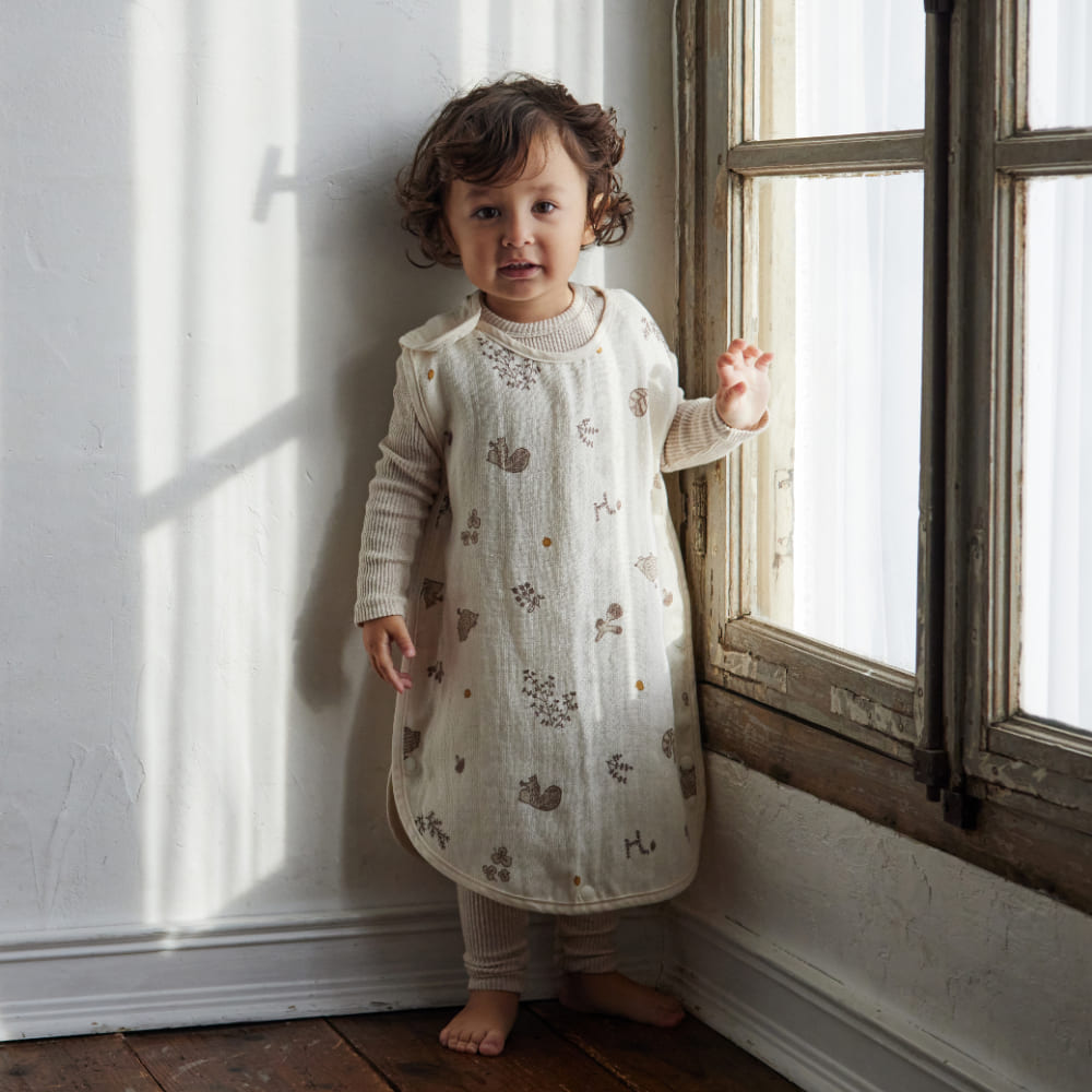 漫步森林天絲三層紗防踢背心 嬰童