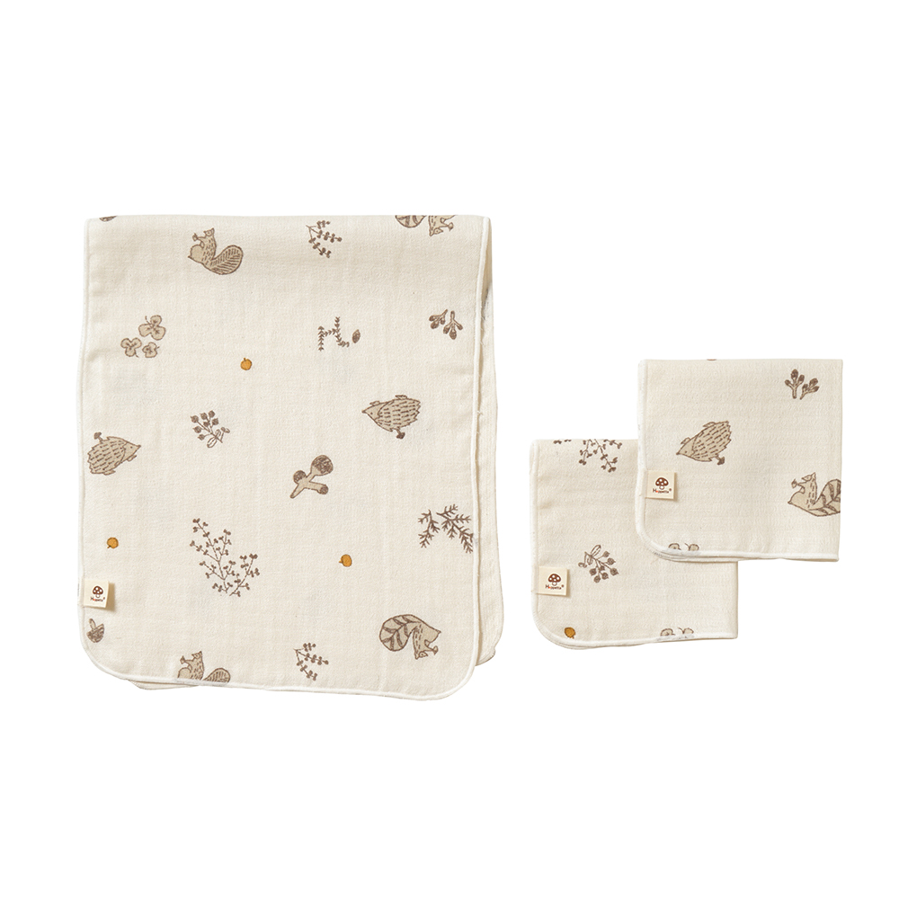 漫步森林三層紗沐浴紗布巾手帕組