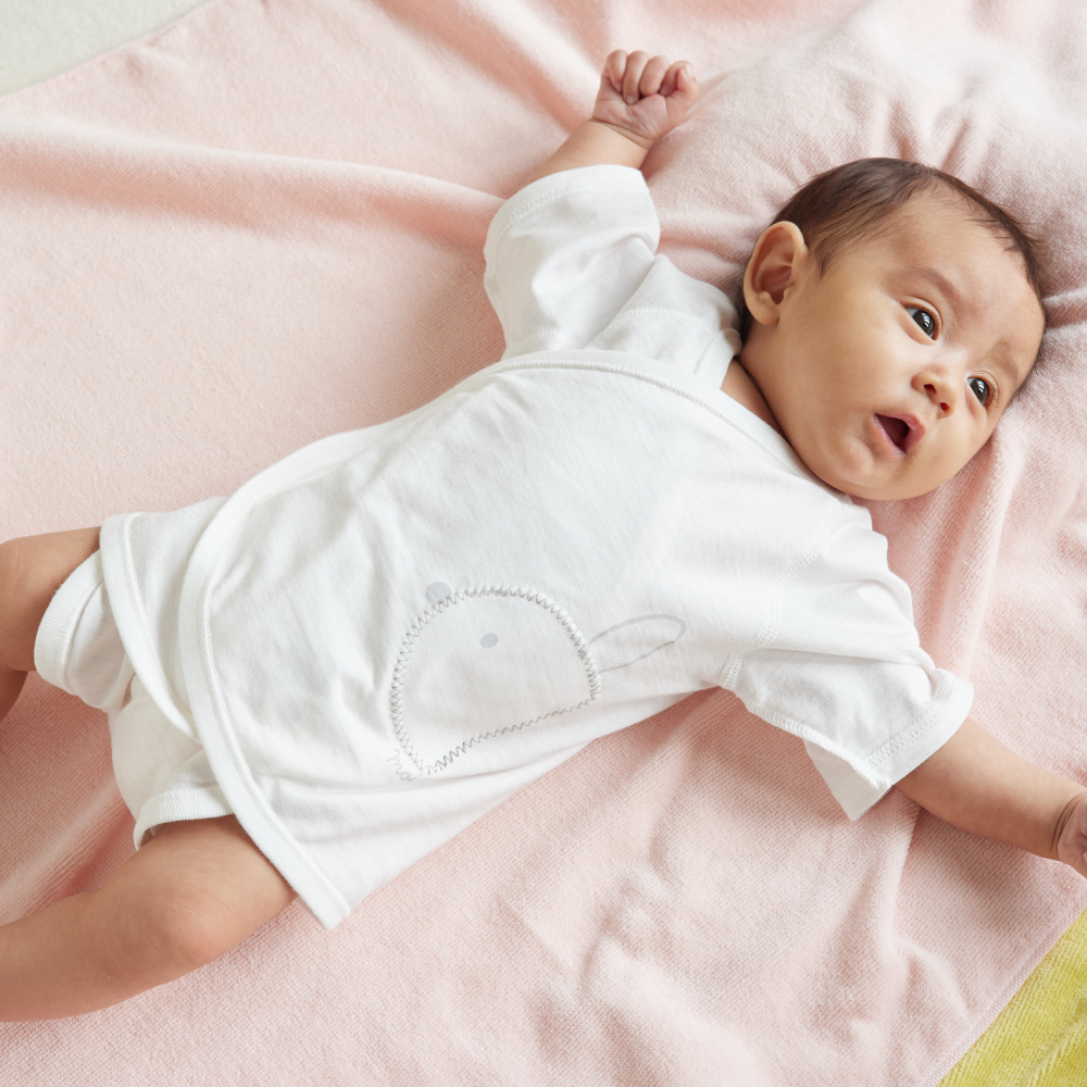 PATTO SATTO HADAGI 可愛兔秒脫連身包屁衣 白色 60-70cm