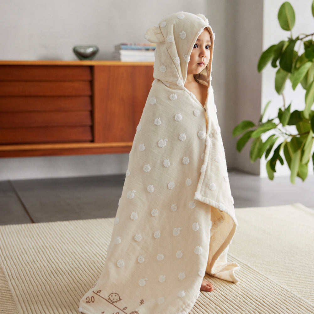 蘋果熊耳朵連帽浴巾