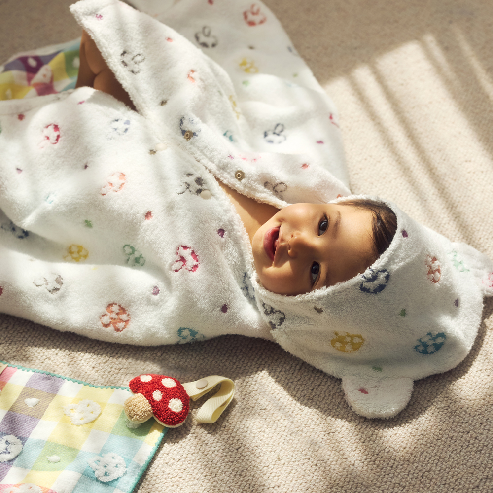 蘑菇熊耳朵連帽浴巾