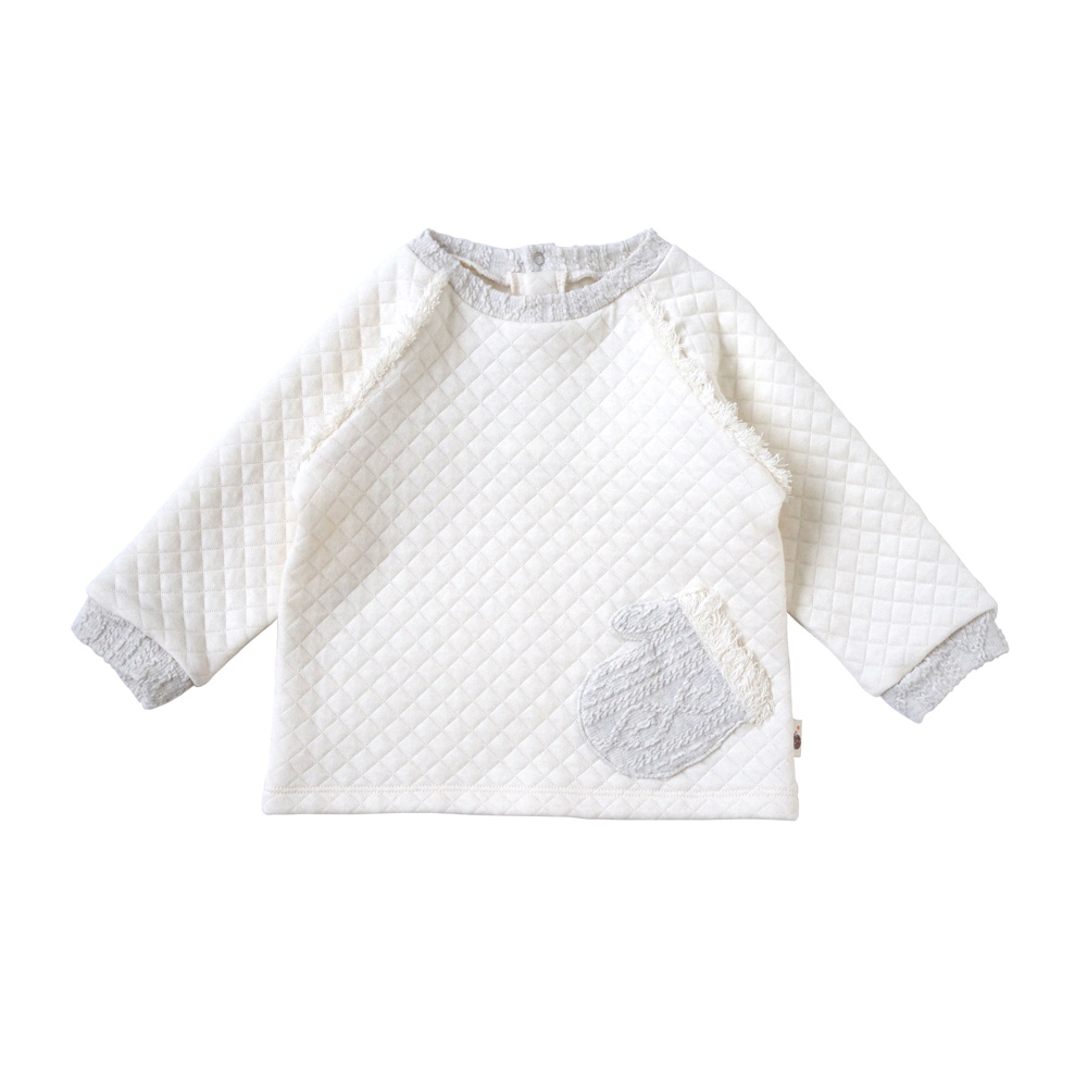 菱格紋手套口袋上衣(白80cm).