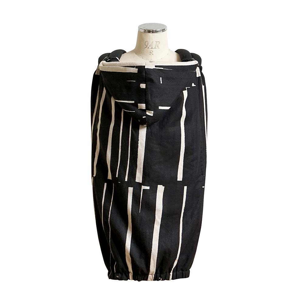 鋪毛連帽多功能保暖披巾 定番黑