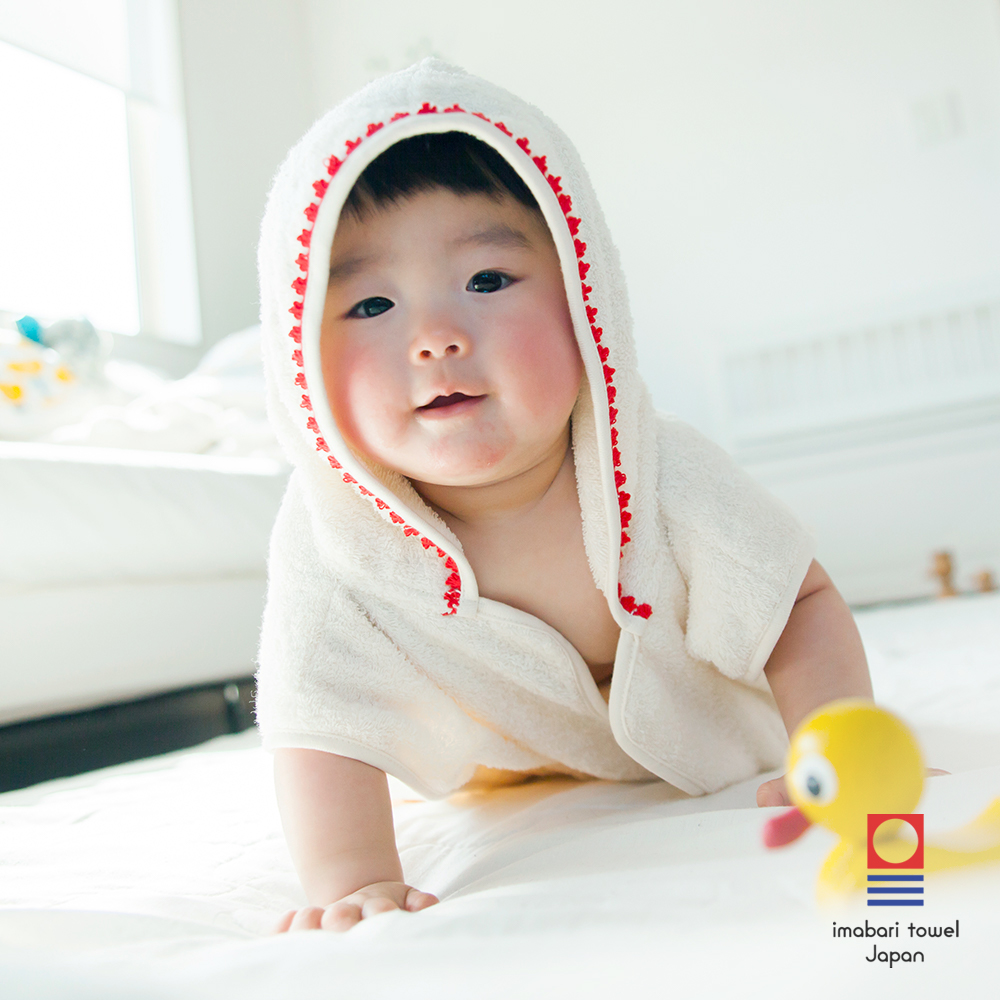 小蜜蜂連帽成長浴服-紅色