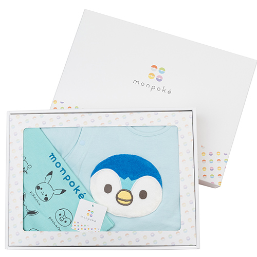 薄長袖連身衣禮盒組-附抽繩袋-藍袋+藍衣