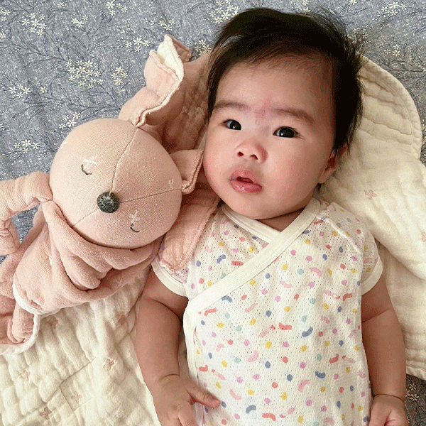 mini me可收納六層紗蓋被 長耳兔 夢幻粉