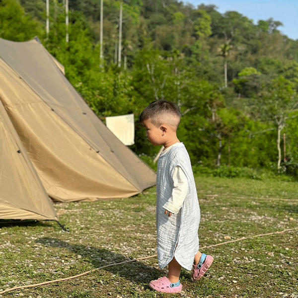 夏天露營的早上認真有點熱!