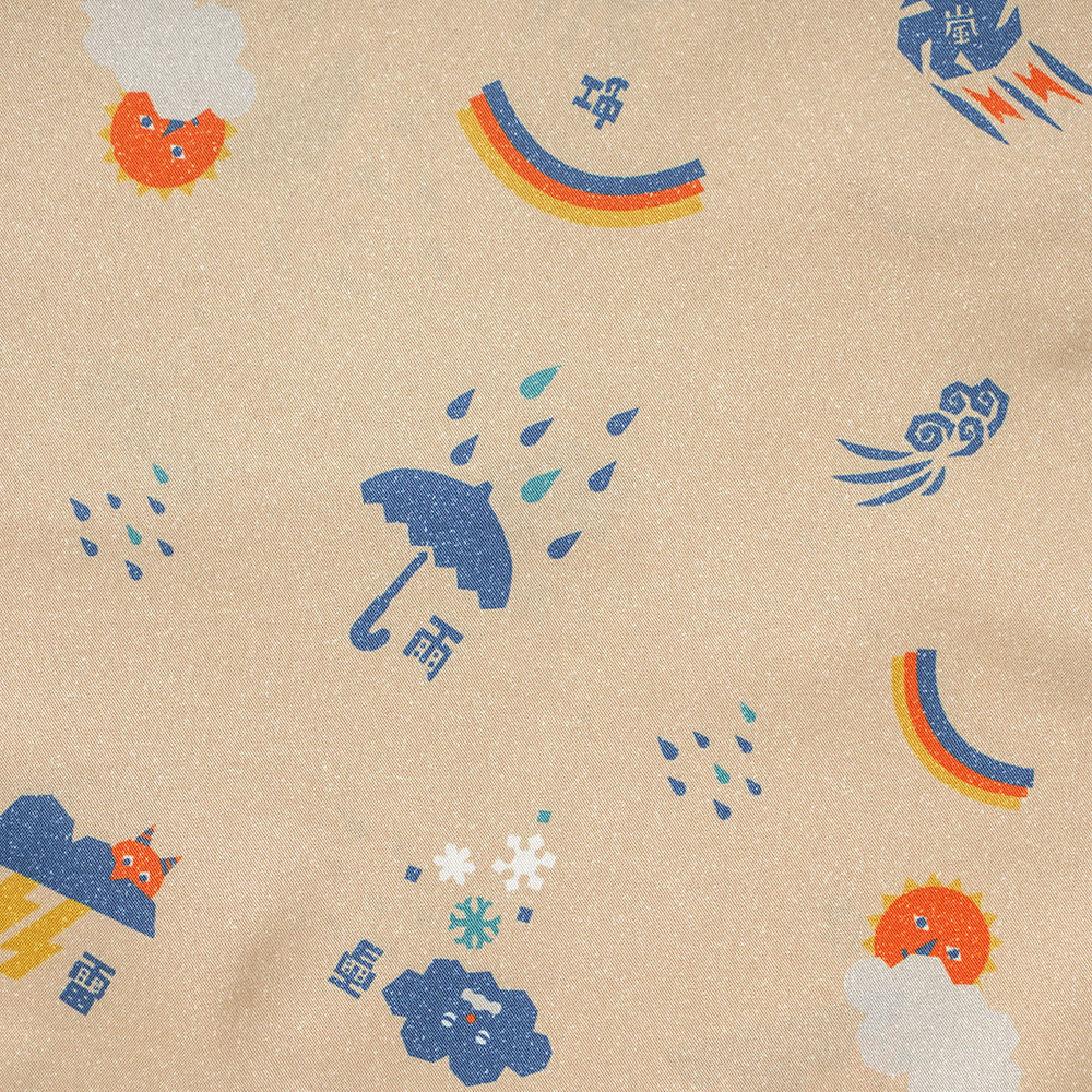 聯名系列正是以宮澤賢治最廣為人知的詩作《不畏風雨》，為靈感起點，tupera tupera以其標誌性的拼貼風格與大膽色彩，轉化為各式圖案，融入「雨」「晴」「雲」「風」「暴風雨」「雪」「雷」「彩虹」等各種漢字和圖案，不輸給雨不輸給風，擁有直面世界的勇氣，是對每個孩子的期待與祝福。